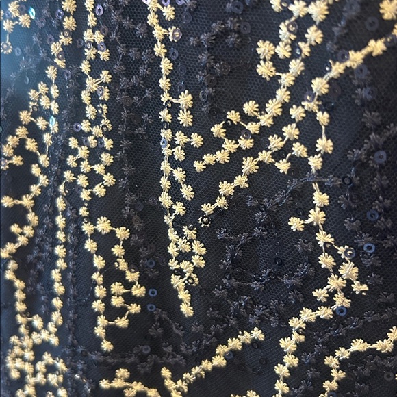 Belle Badgley Mischka Embroidered Sequin Cocktail Party Dress Navy Size 14 - Picture 6 of 10